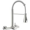 APPASO Rubinetto per montaggio a parete (distanza tra i fori di 15 cm), doccetta estraibile, rubinetto da cucina in acciaio inox spazzolato, 3 tipi di getto e girevole a 360°, miscelatore ad arco alto