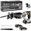 DEKOPRO Sega a gattuccio batteria: DEKOPRO 20V seghetto alternativo con 2 batterie 2.0Ah e 2 lamine, 3200SPM, pinza rapida, LED, cambio lama senza strumenti, gattuccio elettrico per taglio di legno e metallo