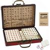 Dyna-Living - Set Majong cinese, struttura solida, facile da leggere, gioco Mah Jongg, 144 pezzi, 2 dadi e custodia in pelle, set completo di giochi Majong per viaggi e feste in famiglia