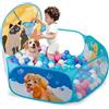 ZimiTeda Vasca Palline per Bambini con Gattini e Cagnolini - con Canestro da Basket, Pieghevole, per Interni/Esterni - 120 cm (Palline Non Incluse)