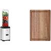 WMF Kult X Mix & Go Mini frullatore, robot da cucina e tagliere a cupola DICE | Legno di acacia | 32 x 21 x 1,5 cm | Tagliere in legno con scanalatura per il succo