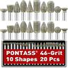PONTASS Frese Diamantate Set per Dremel Set di Frese Diamantate per Intaglio, Kit di Lucidatura 20 Pezzi Accessori Utensili Rotanti Asta 3mm per Incisione, Pietre, Gioielli, Vetro, Ceramica