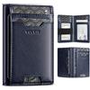 VULKIT Porta carte di credito con blocco RFID, sottile tasca frontale in pelle, da uomo, accesso rapido, con 10 slot e fascia per banconote o ricevute, portafoglio formato palmare, Marina Militare