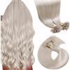 LaaVoo Extension Cheratina Capelli Veri 50 cm Bionda Bianca Extension Capelli Veri Cheratina Remy Lisci Extension Utip Capelli Professionale Donna 50g 50 ciocche #60