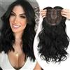 S-noilite Hair Topper Capelli Clip Extension 15 * 15cm Toppers Sintetici per Capelli Sottili Hair Toupet Donna Frontale Extension Ricci Posticci Fringe Toupee,45cm Nero scuro