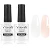 Vnicesli Set di 2 smalti UV per unghie naturali, colore bianco latteo e nude, per unghie naturali, 10 ml x 2