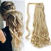 Gairyan Coda Capelli Extension Coda Finta Capelli Ricci Coda di Cavallo Extension Clip Wrap Ponytail Estensione Posticci per Capelli Mossi Parrucchino Ondulati Lungo 24 - Bleach Blonde&Sandy Blonde