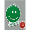 PoliTARGHE Cartello Aperto e Chiuso Emoticon per Negozio Vetrina Studio Laboratorio Officina in Plastica con Ventosa
