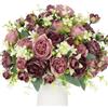 Floweroyal Set di 4 mazzi di peonie artificiali in seta, per feste di matrimonio, centrotavola, composizioni floreali, decorazioni per la casa, la cucina, colore: marrone