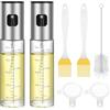 KTPCN 2 flaconi spray per olio d'oliva per cucinare, spruzzatore per olio d'oliva in vetro da 100 ml, per friggitrice ad aria, dispenser per aceto da cucina domestica, con 2 imbuti in plastica, 1 spazzola
