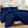 SSW HOMES Set copripiumino super king size (blu navy) - 3 pezzi in microfibra spazzolata tinta unita - Set di biancheria da letto con chiusura a bottone, include 1 copripiumino e 2 federe