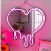 DAKABUKA Insegna al Neon a Forma di Cuore Rosa Heart-Melting Luce al Neon Specchio LED Decorativo Insegna da Parete per Camera da Letto e Camera delle Ragazze Party Studio Negozio Decorazione Regalo