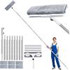 Toyzy 3,85m Lavavetri Telescopico, 2 in 1 Kit Pulitore Vetri Finestre con Tergivetro in Silicone e Microfibra, Testa a 180°, Lavavetri Professionale per Vetro Finestre Alte Interne/Esterno