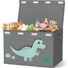 VERONLY Scatola per giocattoli con coperchio, per cameretta dei bambini, 83 l, pieghevole, grande, con manici, per ragazze, cameretta dei bambini, libri (motivo dinosauro)