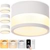 URing 4x Faretti LED da Soffitto Dimmerabile, IP65 Plafoniere, Bianco Faretti Led Soffitto con Telecomando APP, 12W 2700K-6500K, Plafoniera Rotonda Soffitto per Bagno Interno, Piatto, Alluminio,Ø10cm