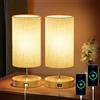 FANSANMY Lampada da Comodino, Abat jour da Comodino Touch Dimmerabile con Funzione di Memoria, Porta USB, 3 Temperature di Colore e Luminosità Infinita, Adatta per Camera da Letto, Soggiorno, Ufficio