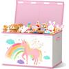 VERONLY Scatola per giocattoli con coperchio, per cameretta dei bambini, 83 l, pieghevole, grande, con manici, per ragazze, cameretta dei bambini, libri (beige e rosa)