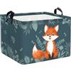 Clastyle Cesto Portabiancheria Animale Cestino Portaoggetti Foglie Cesta Biancheria Genitori per Organizzare Giocattoli Vestiti, Cartone Volpe, 40x30x30 cm