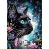 EOBROMD 5D Diamond Painting Kit Completo Gatto Nero, Fiore Pittura Diamante FAI DA TE, Diamond Painting Adulti, Strass Ricamo a Punto Croce Painting per Decorazione Casa 30x40 cm