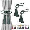 Pretty Jolly Confezione da 2 fermatende con nappe a doppia estremità fatti a mano in corda intrecciata con nodo, fermatenda decorativi in stile europeo per tende e finestre di casa e ufficio (Verde)