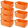 EURXLQ 7 Pezzi Cestini Portaoggetti Plastica Scatole Organizer con Manici,Contenitori per Armadio,Contenitore Plastica,Organizer Portaoggetti per Cucina Bagno Cosmetici (Arancione, 25×18×10 cm)