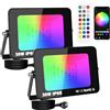 PICAA 2 pezzi 30W RGB Faretto LED da Esterno Proiettore 3000LM, Controllo APP Dimmerabile Cambio Colore Lampada, Fari Led Esterno per Giardino Palco Partito