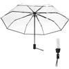 Juwacoo Ombrello tascabile, automatico, trasparente, impermeabile, impermeabile, piccolo, design nero, Nero , S