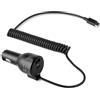 Amazon Basics Caricabatterie da auto a ricarica rapida Amazon Basics, 1 USB-C + 1 USB-A + 1 cavo a spirale integrato, 60 W, nero