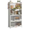 NETEL Scaffale da Cucina Inossidabile a 5 livelli, Mensola Microonde con Ruote e Pedane, Mobile Salvaspazio, Ripiano per Microonde, Organizer Cucina Bianco 70 * 32 * 145CM