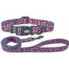Olahibi - Set combinato di collare e guinzaglio per cani, motivo leopardato, materiale in poliestere, guinzaglio coordinato da 150 cm, per cani di taglia media. (M, leopardo colorato)