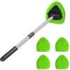 CGEAMDY Pulitore per Parabrezza Auto, Pulitore per Vetri Auto con 4 Pastiglie in Microfibra Lavabili E Riutilizzabili, Kit di Pulizia per Tergicristalli con Manico Lungo Ed Estensibile (Verde)