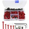 Flaconi 177PCS Viti per Parabrezza Moto,Kit Bulloni Carenatura Universale per Moto,Kit Bulloni Carenatura Moto,Viti Cupolino,Adatti Alla Maggior Parte Delle Moto Sportive Sul Mercato (Rosso)