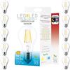 LEDbyLED Lampadina Smart Goccia A60 7W, E27, Vetro Trasparente, Sensore Crepuscolare, 4000K Luce Naturale, filamento LED dritto, 806 Lumen, Pack 10 Pezzi