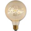 LEDbyLED Lampadina Vintage Decorativa G125 5W, E27, Vetro Gold, Scritta Love, 2000K Luce Calda, Dimmerabile, 250 Lumen
