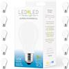 LEDbyLED Lampadina Goccia 14W Pari a 140W, E27, Vetro Milky, 4000K Luce Naturale, filamento LED dritto, 1820 Lumen, Pack 10 Pezzi