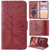 Aisenth Cover per Samsung Galaxy S25+/S25 Plus, Albero della Vita Modello Custodia in PU Pelle Portafoglio Cover protettiva Flip Case con Funzione Supporto, 2 Slot per schede - Rosso