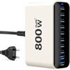 sccvee Caricatore USB C da 800 W, GaN a 10 porte caricatore rapido caricatore PD compatibile con MacBook Pro/Air/Dell/iPhone/Galaxy/Laptop/Tablet/Mobile