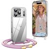 OLEPHY Trasparente Cover con Cordino per iPhone 17 Pro Max 6,9'', Oro Rosa