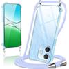 Coiwxmoi Cover per OPPO A5 PRO 4G / 5G con Cordino 6,67,Trasparente Custodia con Laccio Tracolla Corda Catena Cinghia,Ultra Morbido Silicone TPU Antiurto Case per OPPO A5 PRO 5G, Viola