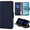 N NEWTOP Cover Compatibile con Redmi 15C 4G, HQ Lateral Custodia Libro Flip Chiusura Magnetica Portafoglio Simil Pelle Stand Protezione Completa Case TPU Anti Urto Guscio Base Porta (Blu)