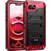 Lanhiem Cover per iPhone 17E/16E IP68 Impermeabile, Cover Metallo Antiurto Militare con Pellicola Protettiva, 360° Completa Protezione Subacquea Antipolvere Custodia per iPhone 17E/16E, Rosso