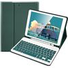 SOPPY Custodia con Tastiera per iPad 6a Generazione 2018, 5a Gene 2017, iPad Pro 9.7, Air 2/1 con Bluetooth Tastiera Rimovibile Wireless Cover, con Slot per Penna Stilo, Layout Italian - Verde Scuro