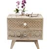 Kare Design Comodino Puro, Beige, Legno Massello di Mango, Design Accogliente, Stanza da Letto/Soggiorno/Camera Ospiti, Stile Boho/Esotico/Naturale/Shabby