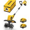 Alloyman Motozappa elettrica da 20V, fresa da giardino, batteria da 360 giri/min, con 2 batterie da 4,0 Ah e caricabatterie, larghezza di lavoro 23 cm, profondità 17 cm, Motozappa per terreni