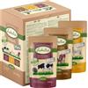 Lukullus Set prova misto! 6 x 150 g Lukullus Naturale Mini Mix Adult in busta salvafreschezza - Manzo & Tacchino / Selvaggina & Coniglio / Pollame & Agnello