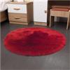 SMTCM Tappeto rotondo in finta pelliccia di pecora, 70 * 70 cm, rosso soffice, pelliccia sintetica a pelo lungo, morbido, imitazione di lana, tappetino per letto, tappetino per divano, antiscivolo