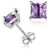 ChicSilver Orecchini a Lobo Argento 925, Orecchini con Ametista Pietre Quadrata, Orecchini con Pietre Viola Alessandrite Giugno Confezione Regalo
