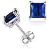 ChicSilver Orecchini Donna Zaffiro Blu Argento 925, Orecchini a Lobo Zaffiro Pietre Quadrata, Orecchini con Zaffiro Settembre Confezione Regalo