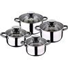 San Ignacio Batteria da Cucina 8 Pezzi-Acciaio Inox-coperchi in Vetro-Adatto per induzione-Collezione Hita, Metallo, Chrome, Ø16 Ø18 Ø20 y Ø24 CMS