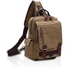 FANDARE Unisex Zaino Monospalla Tela Borsa a tracolla Uomo Donna Sling Bag Borsello a tracolla Grande Capacità Zaino Spalla Borsa a Spalla per Outdoor Trekking Ciclismo Viaggio Sports Cachi A